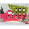 Drevený adventný kalendár 40cm - auto so stromčekom