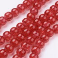 Sklenené korálky popraskané 8mm 10ks - červené