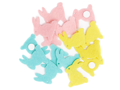Filcové nalepovacie ozdoby 4cm 15ks - zajace pastelové