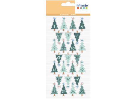 3D puffy adventné čísla ARTEMIO - Woodsy Christmas - vianočné stromčeky