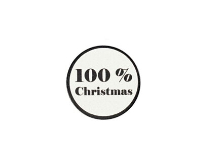 Drevená nalepovacia ozdoba - 100% Christmas