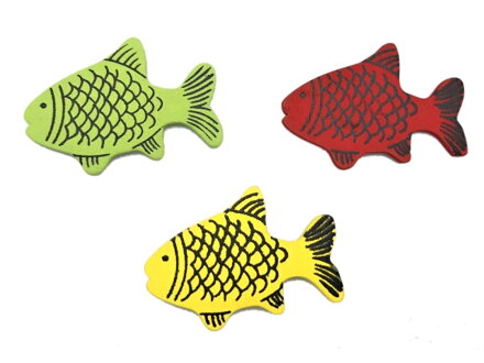 Drevená samolepiaca ozdoba 4cm ryba - červená