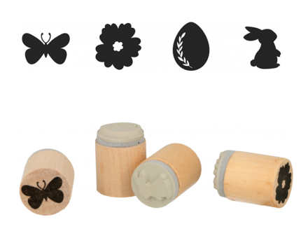 Drevené mini pečiatky ARTEMIO 4ks - Mariposa - veľkonočné
