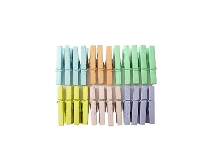Drevené štipce 24ks 2,5cm - pastelový mix