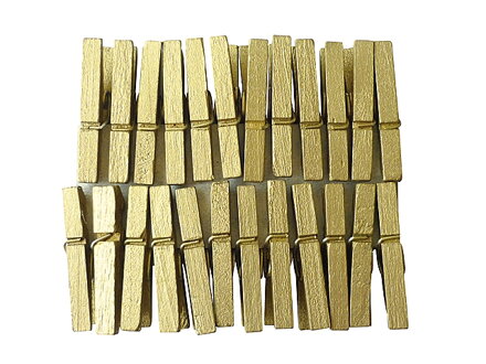 Drevené štipce 24ks 3cm - zlaté