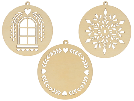 Drevené závesne vianočné gule ARTEMIO 10cm 3ks - Home 4 Christmas