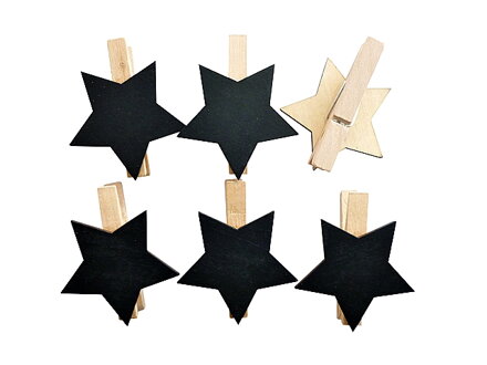 Drevený štipec s ozdobou 5cm - kriedová hviezdička