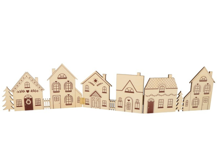 Drevený stolový paraván 57cm - domčeky - Home 4 Christmas