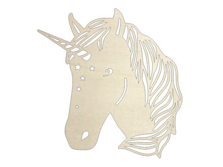 Dýhový drevený výrez 22cm - jednorožec, unicorn