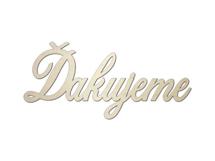 Dýhový drevený výrez, nápis 10cm - Ďakujeme