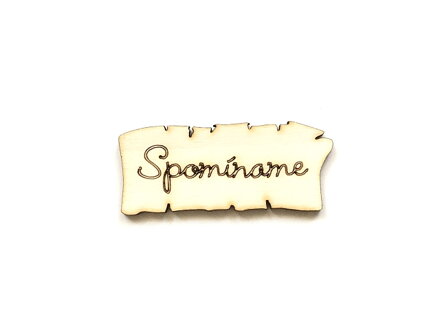 Dýhový drevený výrez, nápis 7cm - štítok - spomíname