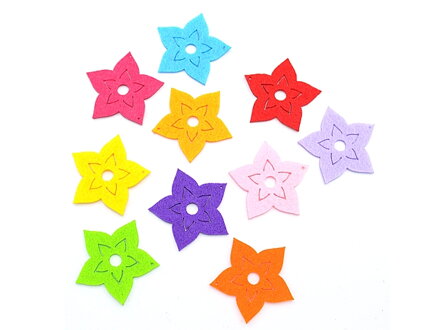 Filcové výrezy 4cm - kvety 5 špicatých lupeňov