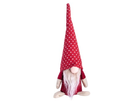 Filcovo pletený vianočný škriatok Gnóm 28cm - červený s bodkami