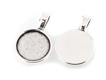 Kovové lôžka na živicu a cabochon 3ks 16mm - kruh s pevným závesom