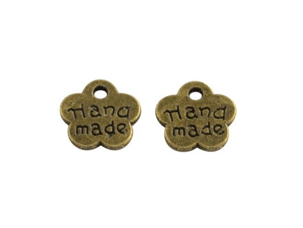 Kovový prívesok kvietok Hand Made 13mm 10ks - antický bronzový