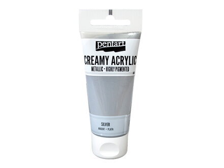 Krémová akrylová farba 60ml metalická - strieborná