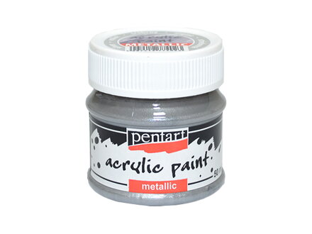 Metalická akrylová farba PENTART 50ml - strieborná