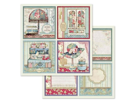 Obojstranný scrapbook papier 30,5cm - vintage domov - štvorce