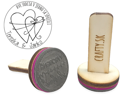 Personalizovaná svadobná pečiatka s drevenou rúčkou 30mm - motív 11