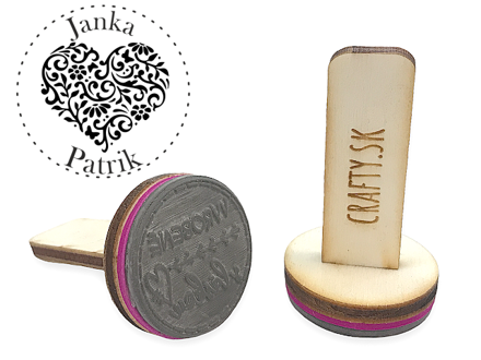 Personalizovaná svadobná pečiatka s drevenou rúčkou 30mm - motív 12