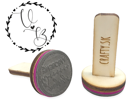 Personalizovaná svadobná pečiatka s drevenou rúčkou 40mm - motív 7