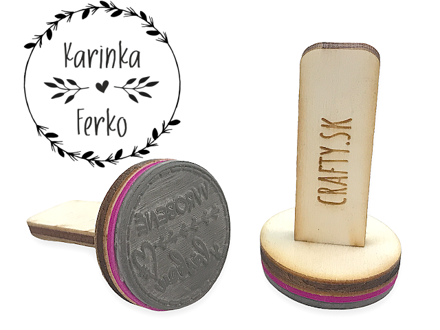 Personalizovaná svadobná pečiatka s drevenou rúčkou 40mm - motív 8
