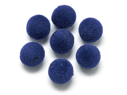 Plastové velúrové korálky 10mm 5ks - námornícke modré
