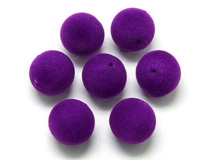 Plastové velúrové korálky 10mm 5ks - fialové