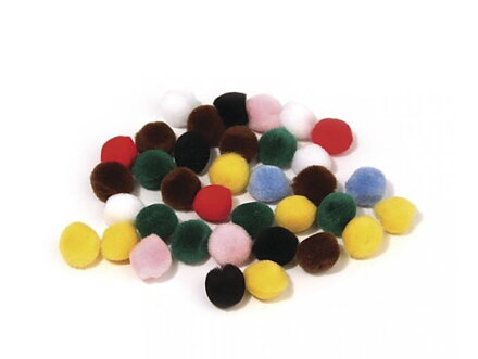 Plyšové POM POM guličky 10mm 65ks - pestrý mix