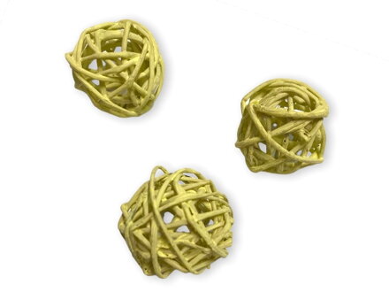 Ratanová gulička 3cm farbená - pastelová žltá