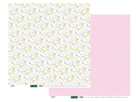 Scrapbookový papier 30x30cm - bicykle a bodky