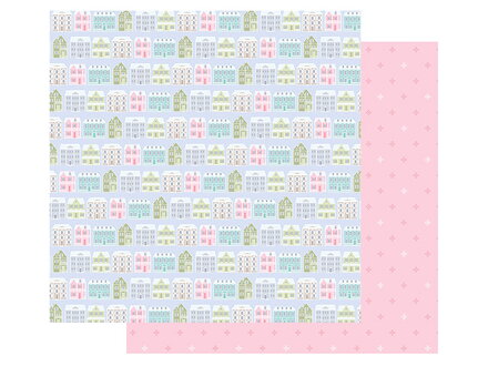 Scrapbookový papier 30x30cm - pastelové domčeky
