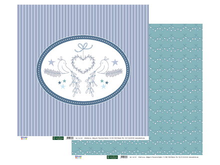 Scrapbookový papier 30x30cm - zimné kreslené vtáčiky