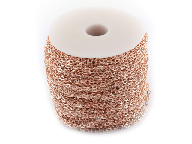 Bižutérna retiazka 3x2,2mm rovné očká - rose gold