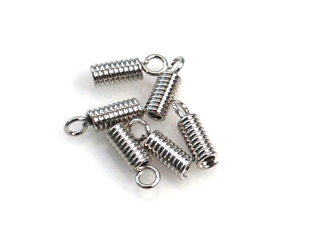 Bižutérne špirálové ukončenia - koncovky 3x8mm 6ks - strieborné