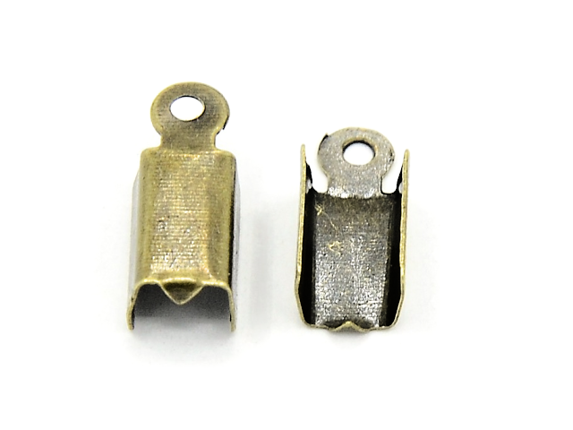 Bižutérne zatláčacie ukončenia - sklápacie 12x4mm 3g - antické bronzové