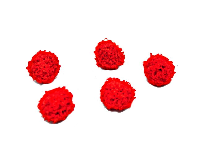 Chlpatá plyšová POM POM gulička 2,5cm - červená