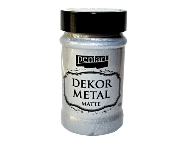Dekor Metal PENTART - metalická akrylová farba matná 100ml - strieborná