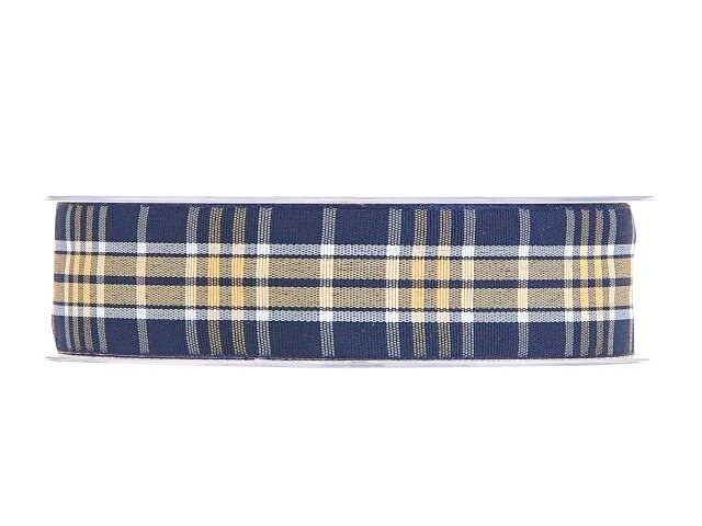 Dekoračná stuha TARTAN 25mm - károvaná modrá