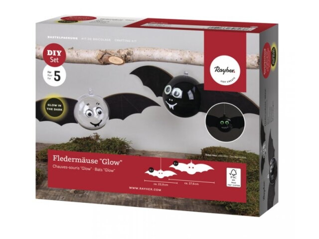Detská kreatívna Halloweenska sada - svietiace netopiere