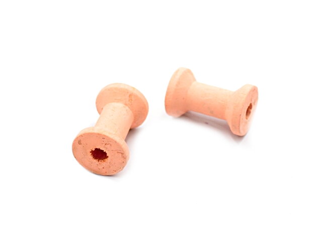 Drevená ozdobná mini cievka 3cm - pastelová marhuľová