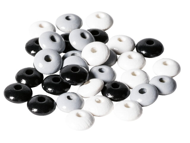 Drevené korálky ploché 10mm 33ks - sivé