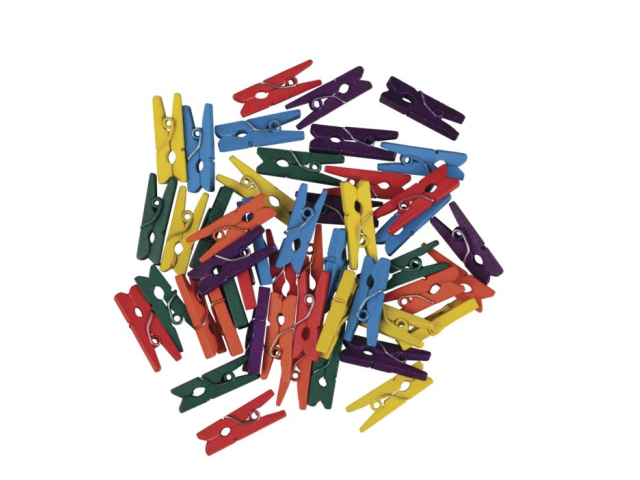 Drevené štipce 2,5cm 48ks - farebný mix