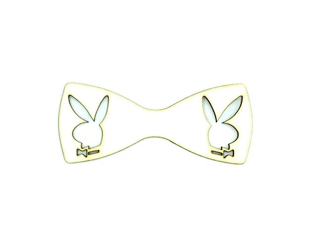Dýhový drevený pánsky motýlik 12cm - Playboy