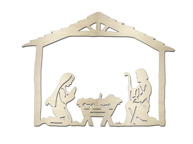 Dýhový drevený výrez 20cm - Betlehem - vzor 1