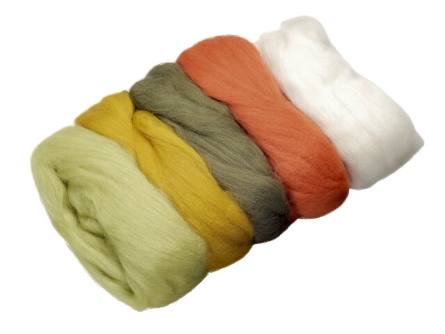 Farebná Merino vlna - plsť 50g - oranžovo zelená