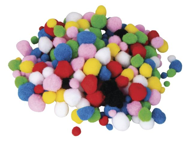 Farebné pompomy 1-3cm 250ks