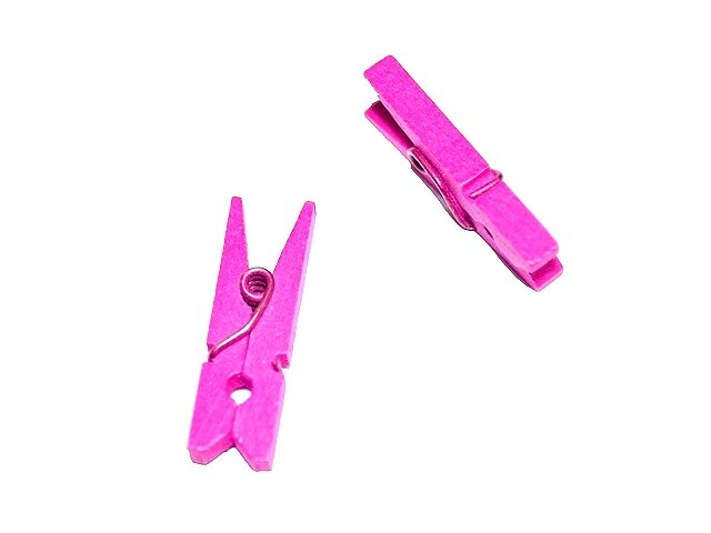 Farebný drevený štipec 2,5cm - žiarivý ružový