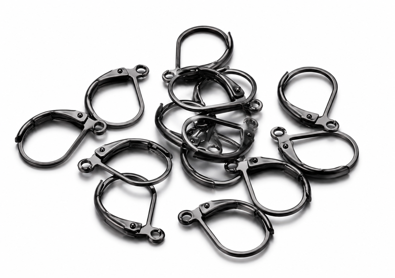Zapínacie náušnice 15mm s očkom 3 páry - gunmetal