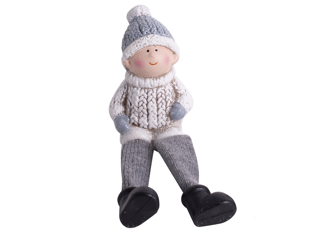 Keramická vianočná postavička 18cm sivá - chlapček